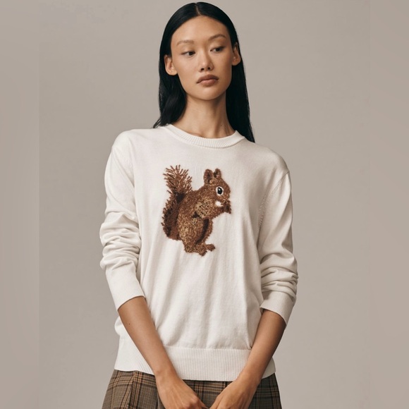 Anthropologie Sweaters - NWT Anthro Maeve Textured Squirrel Icon Sweater